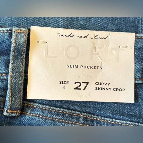 NWT LOFT Curvy Skinny Crop Slim Pocket Ankle Scrunch Denim Jeans, Size 4/27 - Picture 11 of 12